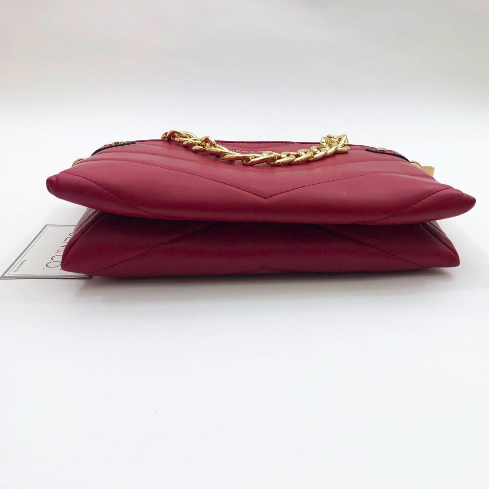 Jen & Co. Britt Vegan Puffer Crossbody Bag Red 11x8x2 inches - Picture 3 of 8